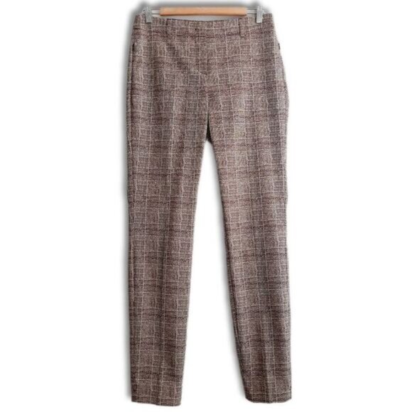 LAURÈL Plaid Pattern Stretch Dress Pants Brown & Cream Sz 6 - Picture 2 of 10